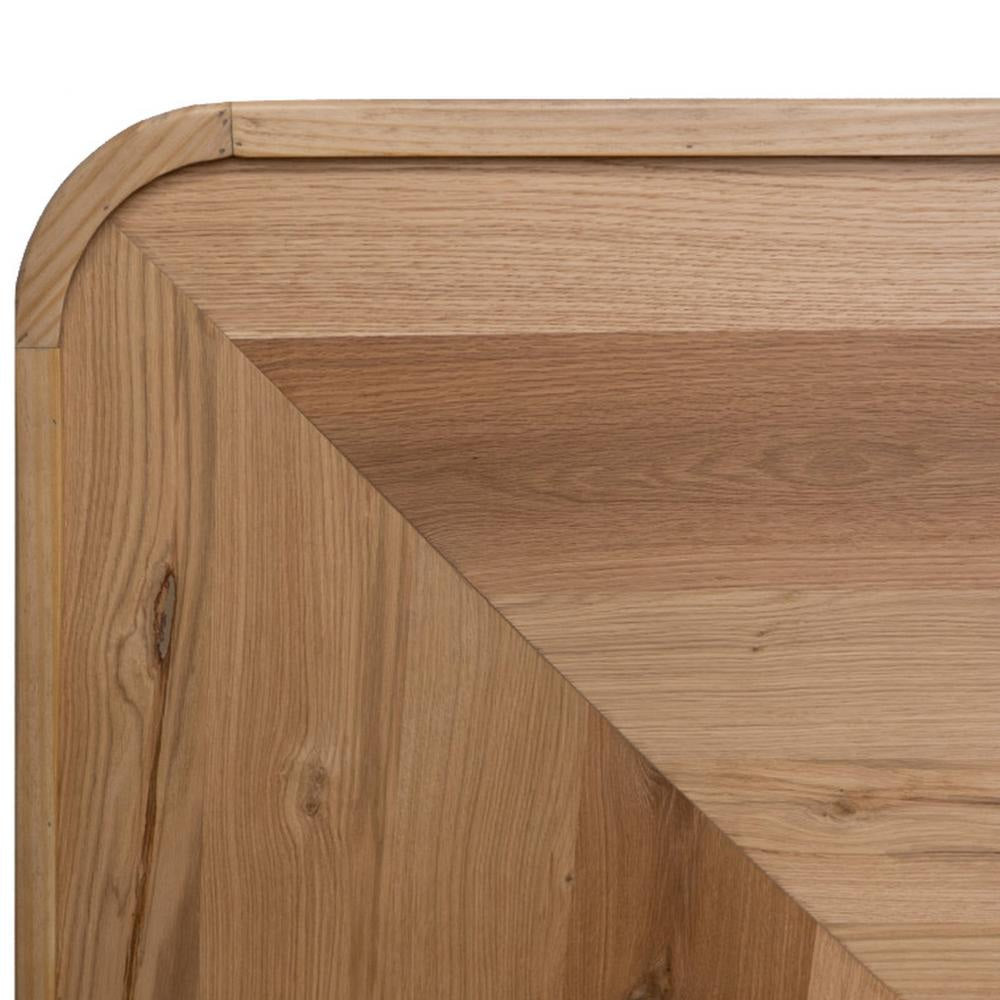 Rosy King Size Bed Textured Oak Veneer Panel Headboard Brown Pine Wood By Casagear Home