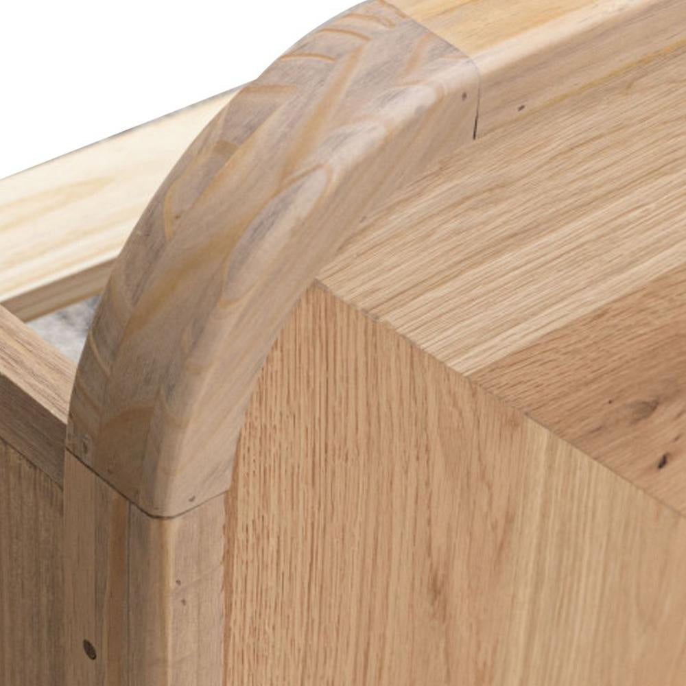 Rosy Queen Size Bed Textured Oak Veneer Panel Headboard Brown Pine Wood By Casagear Home