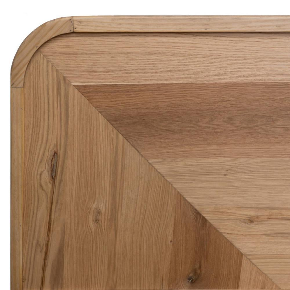 Rosy Queen Size Bed Textured Oak Veneer Panel Headboard Brown Pine Wood By Casagear Home