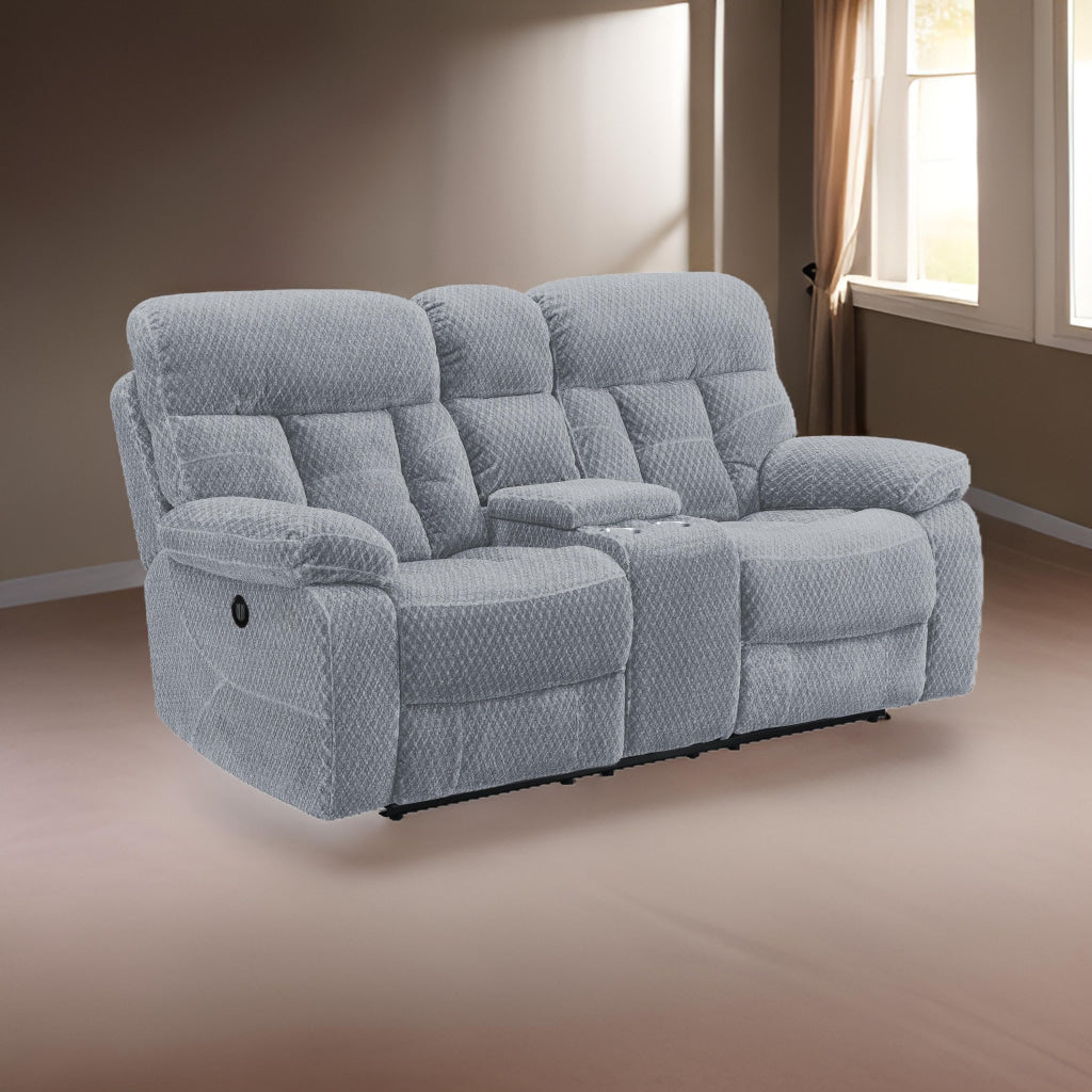 Charl 78 Inch Power Recliner Loveseat, Cupholder Console USB, Light Gray By Casagear Home