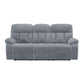 Charl 87 Inch Power Recliner Sofa USB Drop Tray Light Gray Polyester By Casagear Home BM316457