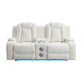 Nova Luxury Manual Recliner Loveseat In White with USB Lights Speakers By Casagear Home BM316460