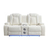 Nova Luxury Power Recliner Loveseat in White with USB Lights Speakers By Casagear Home BM316462