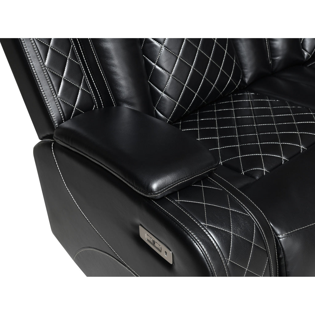 Nova Luxury Power Recliner Loveseat Left Facing Speaker Console Black By Casagear Home BM316464