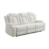 Nova Luxury Manual Recliner Sofa Drop Down Tray Speakers USB White By Casagear Home BM316465