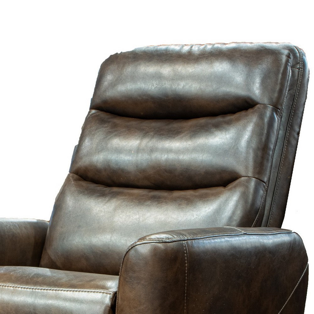 Aki 36 Inch Swivel Manual Recliner Chair Luxury Plush Brown Faux Leather By Casagear Home BM316469