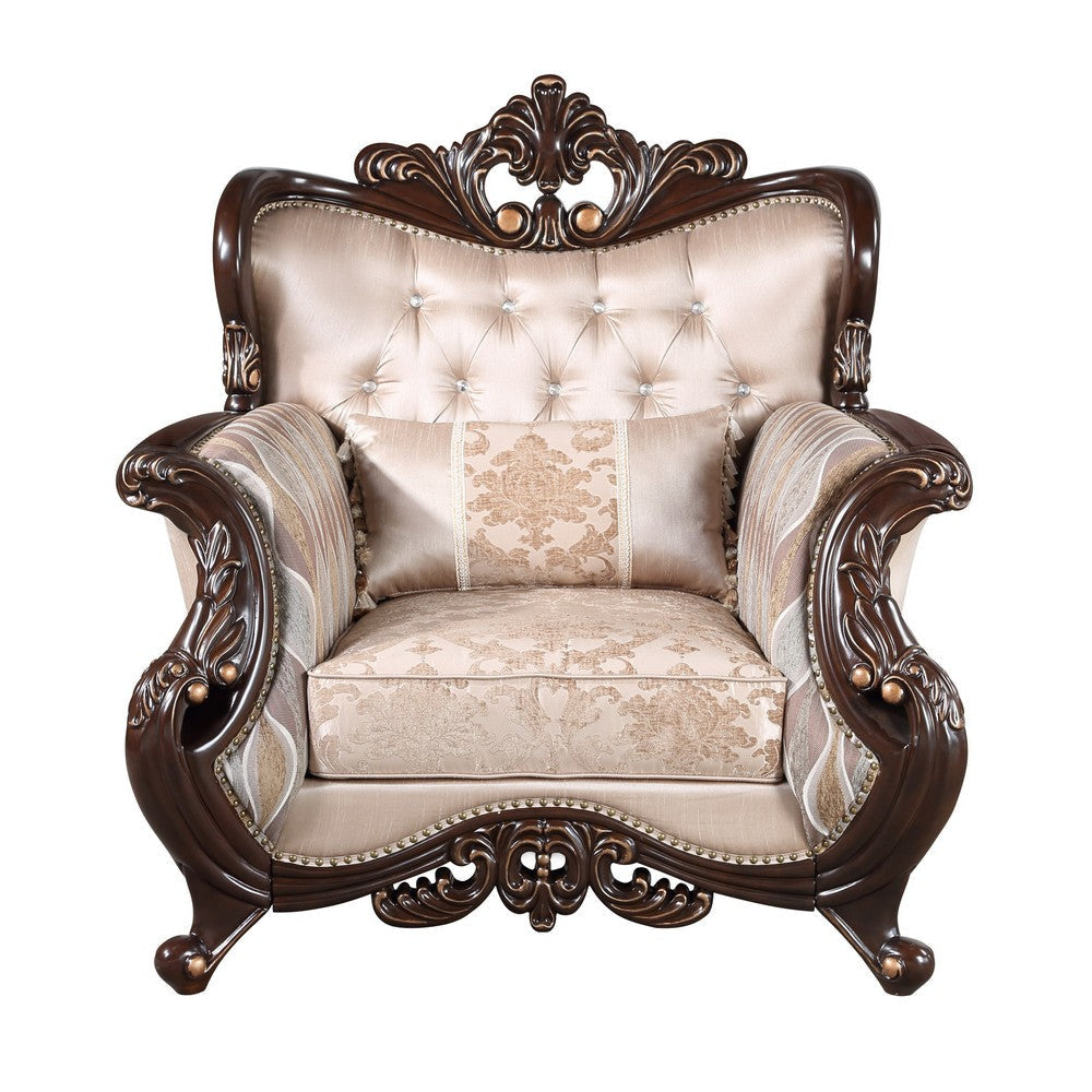 Cona Chair Buy Cona 39 Inch Accent Chair, Gold Carved Details, Brown, Button ...