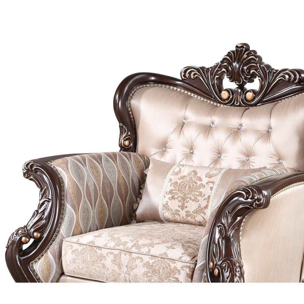 Cona Chair Buy Cona 39 Inch Accent Chair, Gold Carved Details, Brown, Button ...