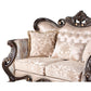 Cona 70 Inch Loveseat Gold Carved Details Brown Button Tufted Beige By Casagear Home BM316471