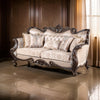 Cona 95 Inch Sofa Classic Gold Carved Details Brown Button Tufted Beige By Casagear Home BM316472