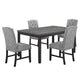 Phy 5pc Dining Table and Chairs Set, Nailheads, Tufted Gray Fabric, Black By Casagear Home