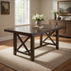 Luo 66 Inch Dining Table, Rustic Crossed Base, Rectangular Brown Wood Top By Casagear Home