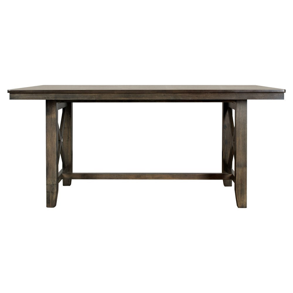 Luo 66 Inch Dining Table Rustic Crossed Base Rectangular Brown Wood Top By Casagear Home BM316478