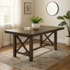 Luo 66 Inch Dining Table, Rustic Crossed Base, Rectangular Brown Wood Top By Casagear Home
