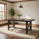 Luo 66 Inch Dining Table, Rustic Crossed Base, Rectangular Brown Wood Top By Casagear Home