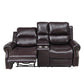 Tavi 74 Inch Console Loveseat Power Recliner Nailhead Trim Brown Finish By Casagear Home BM316488