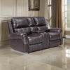 Tavi 74 Inch Console Loveseat, Power Recliner, Nailhead Trim, Brown Finish By Casagear Home