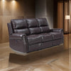 Tavi 83 Inch Sofa, Power Recliner, Nailhead Trim, Cushioned, Brown Finish By Casagear Home