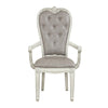 Ellia 26 Inch Side Dining Armchair Gray Tufted Vintage Turned Feet Ivory By Casagear Home BM316494