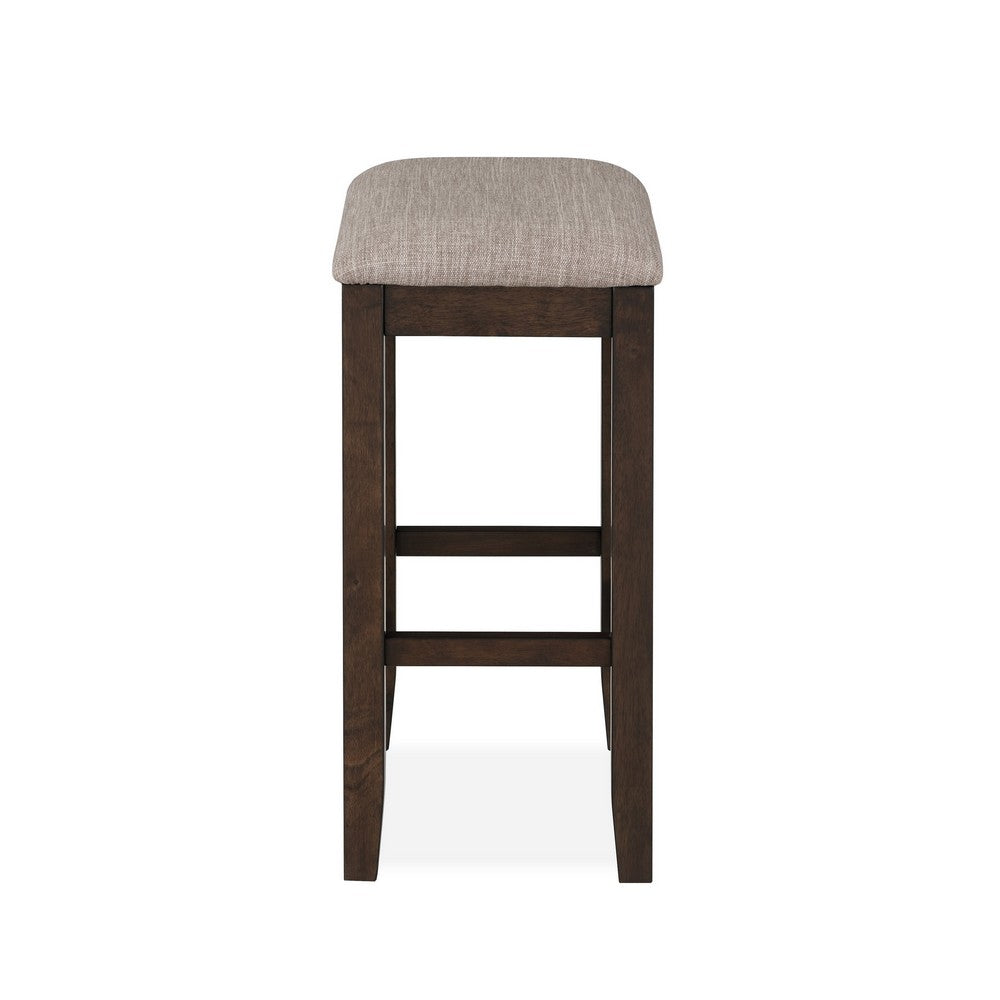 Ruth 25 Inch Counter Height Stool Set of 2, Beige Polyester Padded, Brown By Casagear Home