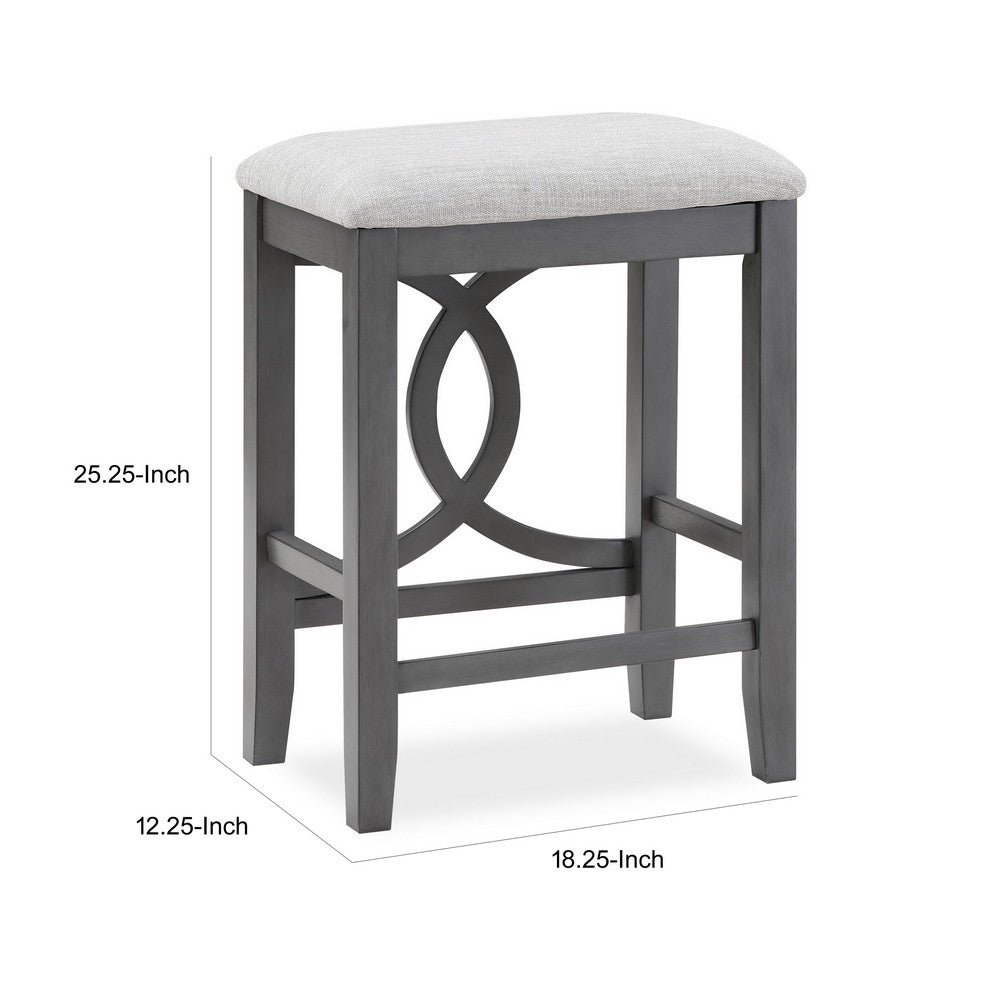 Ruth 25 Inch Counter Height Stool Set of 2, Beige Polyester Padded, Gray By Casagear Home