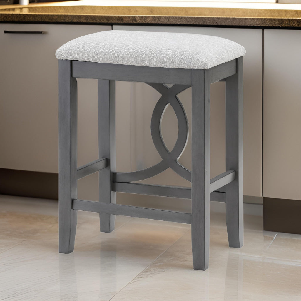 Ruth 25 Inch Counter Height Stool Set of 2 Beige Polyester Padded Gray By Casagear Home BM316498