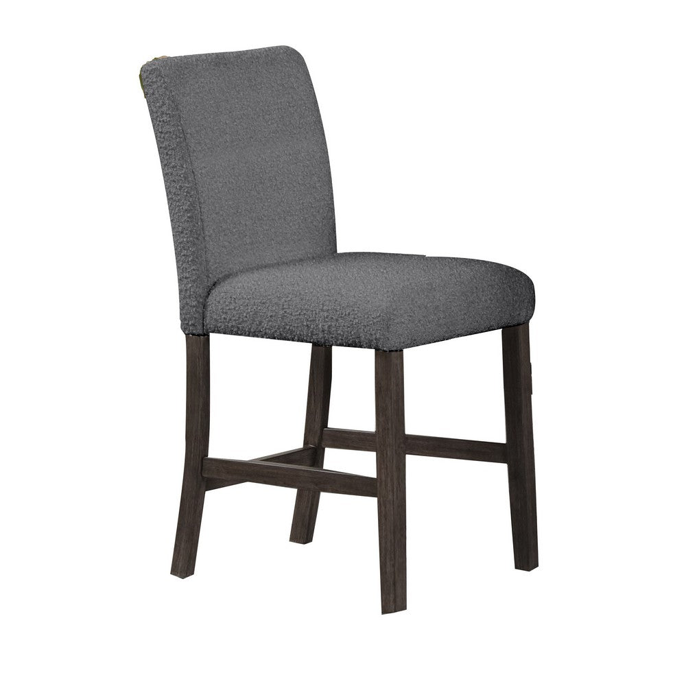 Ghy 25 Inch Dining Side Chair Set of 2, Gray Textured Upholstery, Brown By Casagear Home