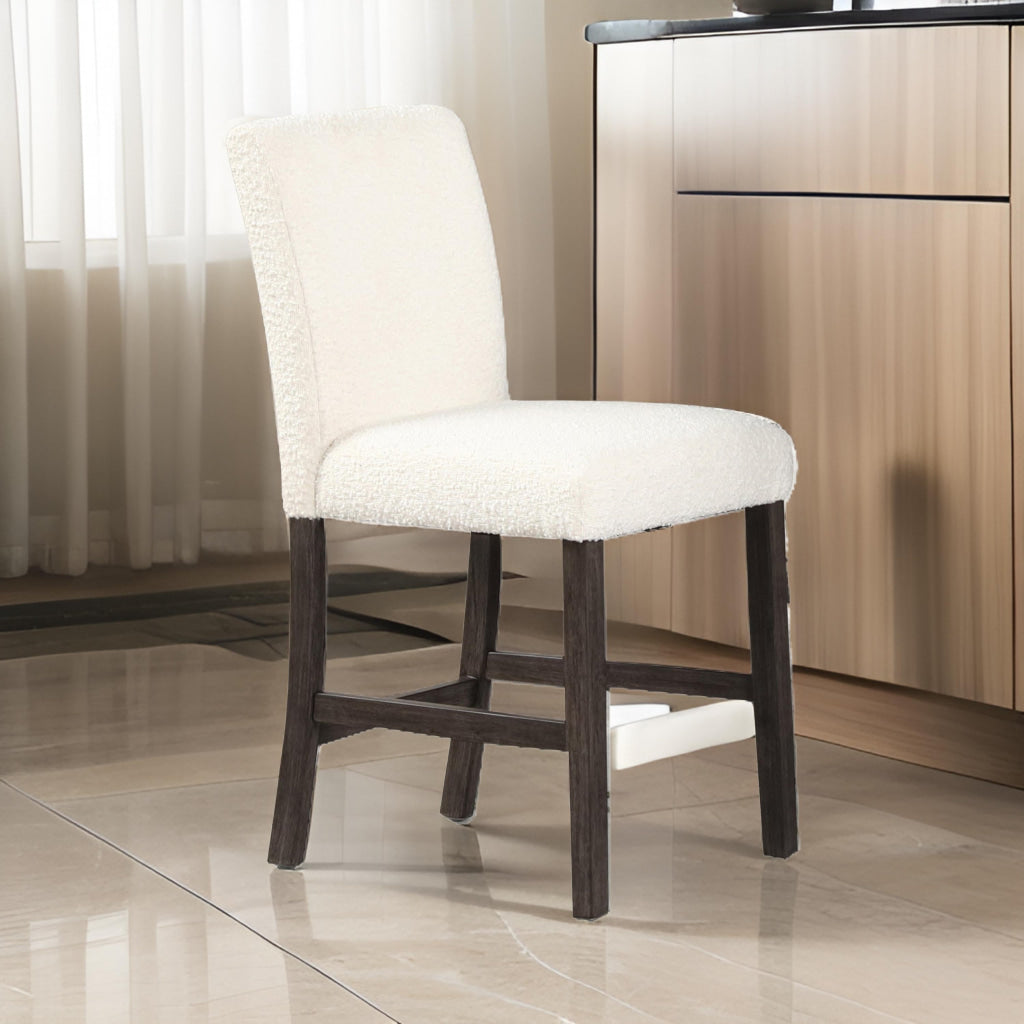 Ghy 25 Inch Dining Side Chair Set of 2, White Textured Upholstery, Brown By Casagear Home