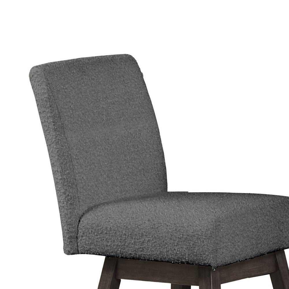 Ghy 25 Inch Swivel Counter Chair Set of 2, Gray Textured Upholstery, Brown By Casagear Home