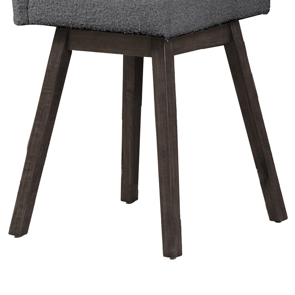 Ghy 25 Inch Swivel Counter Chair Set of 2, Gray Textured Upholstery, Brown By Casagear Home