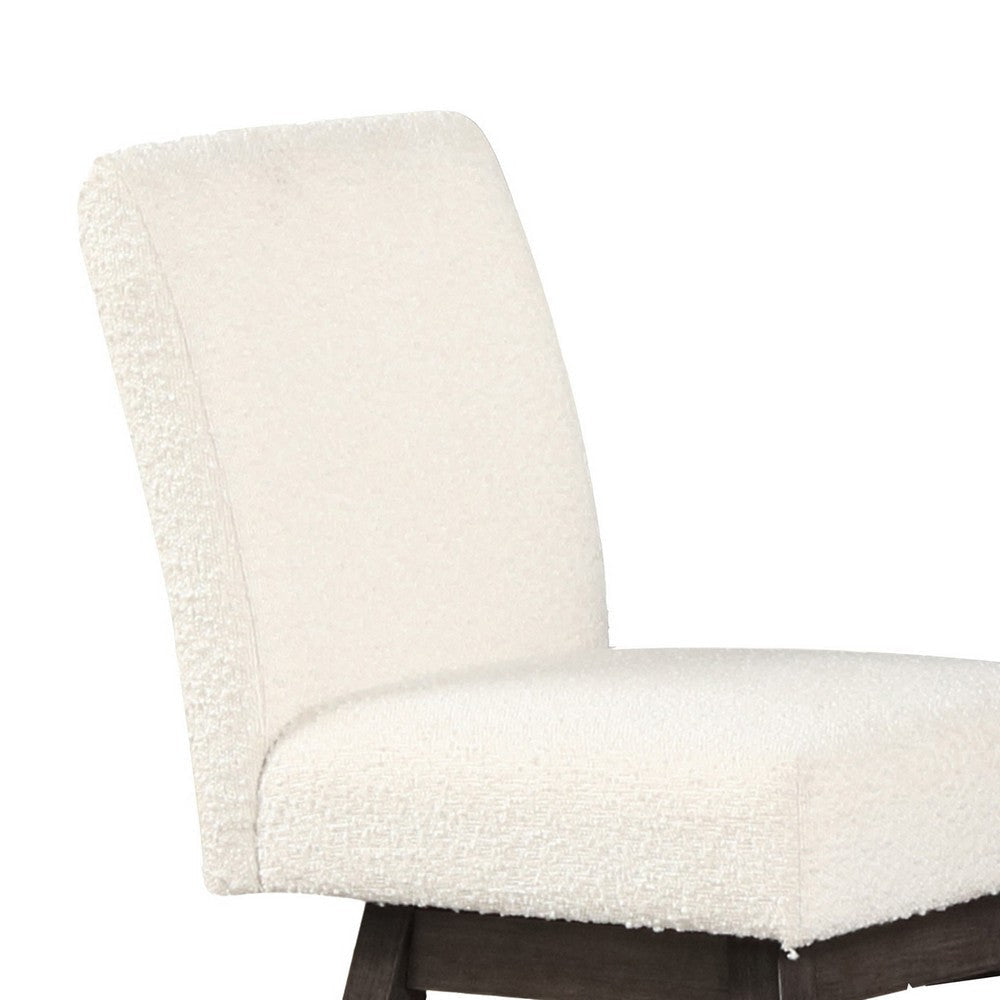 Ghy 25 Inch Swivel Counter Chair Set of 2 White Textured Upholstery Brown By Casagear Home BM316502