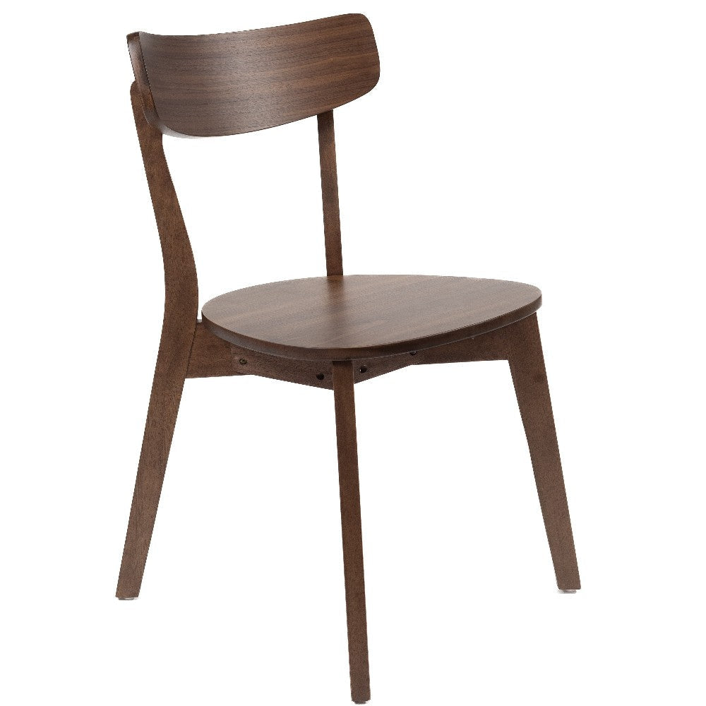 Aby Dining Side Chair Wooden Round Seat Open Panel Back Walnut Brown By Casagear Home BM316505