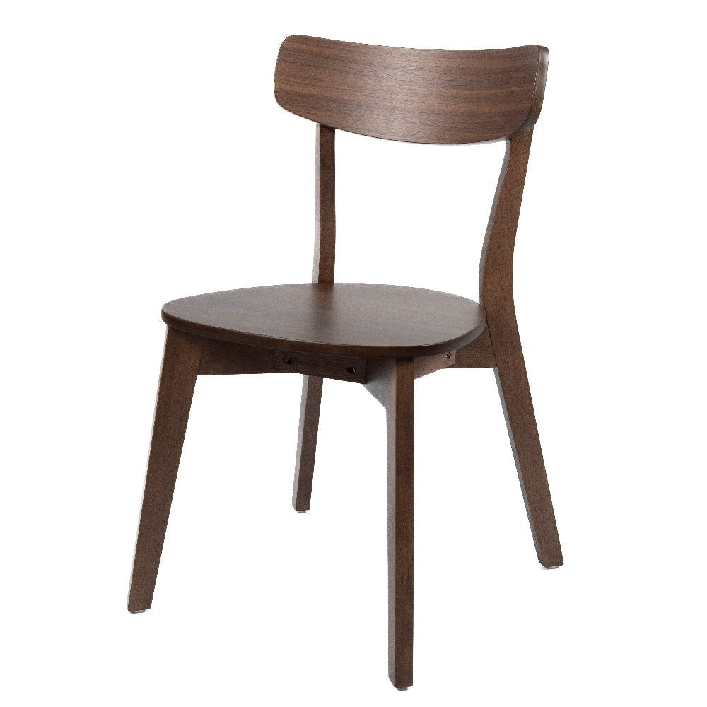 Aby Dining Side Chair Wooden Round Seat Open Panel Back Walnut Brown By Casagear Home BM316505