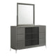 Rya 56 Inch Modern Wide Dresser with 6 Drawers, Gray Wood, Chrome By Casagear Home