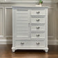 Limi 52 Inch Tall Dresser Chest with 6 Drawers and Door Shelves, White Wood By Casagear Home