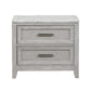 Ion 30 Inch Nightstand 2 Drawers White Marble Top Farmhouse Gray Wood By Casagear Home BM316513