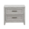 Ion 30 Inch Nightstand 2 Drawers White Marble Top Farmhouse Gray Wood By Casagear Home BM316513