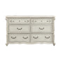 Ellia 68 Inch Wide Dresser Scrolled 6 Drawers Vintage Ivory White By Casagear Home BM316517