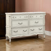 Ellia 68 Inch Wide Dresser Scrolled 6 Drawers Vintage Ivory White By Casagear Home BM316517