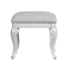 Hailey 19 Inch Royal Vanity Stool Scrolled Design, Gray Padded Top, Wood By Casagear Home