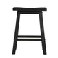 Amber 24 Inch Counter Stool, Ergonomic Saddle Seats, Charcoal Black Wood By Casagear Home