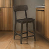 24 Inch Counter Stool Chair, Rubberwood Curved Back and Seat, Dark Gray By Casagear Home