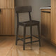 24 Inch Counter Stool Chair, Rubberwood Curved Back and Seat, Dark Gray By Casagear Home