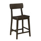 24 Inch Counter Stool Chair, Rubberwood Curved Back and Seat, Dark Gray By Casagear Home
