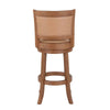 Haley 30 Inch Swivel Barstool Chair, Chestnut Brown Wood, Faux Leather By Casagear Home