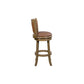 Haley 26 Inch Swivel Counter Height Chair Chestnut Brown Wood, Faux Leather By Casagear Home