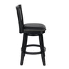 Kera Swivel Barstool Chair Black Wood Faux Leather Nailhead Trim By Casagear Home BM316532