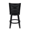 Kera Swivel Barstool Chair, Black Wood, Faux Leather, Nailhead Trim By Casagear Home