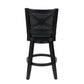 Kera Swivel Barstool Chair Black Wood Faux Leather Nailhead Trim By Casagear Home BM316532