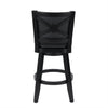 Kera Swivel Barstool Chair Black Wood Faux Leather Nailhead Trim By Casagear Home BM316532